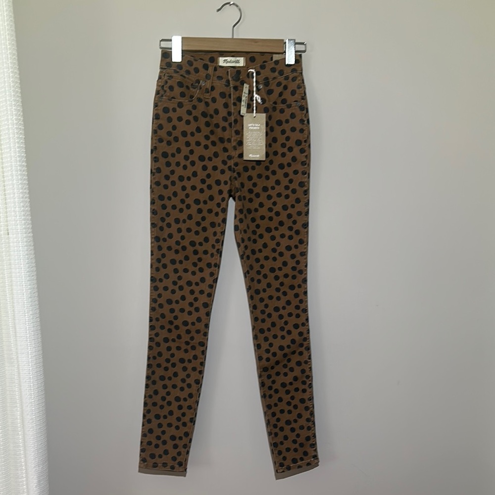 Madewell Brown and black Polka Dot Skinny Jeans NWT size 25